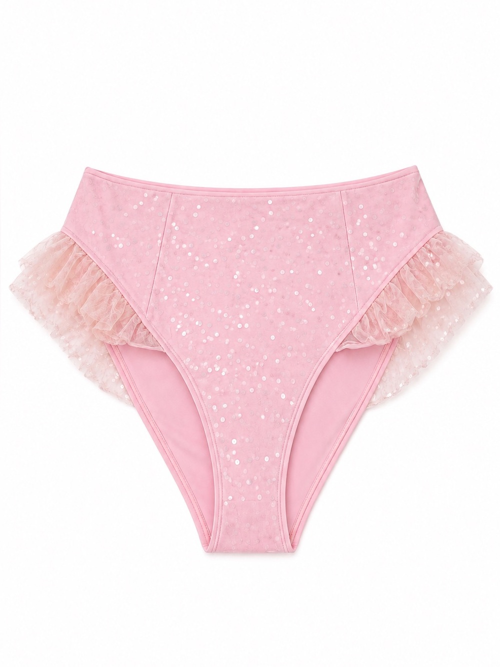 Selkie Pink Sequin Ruffle Bikini Bottoms Plus 1X